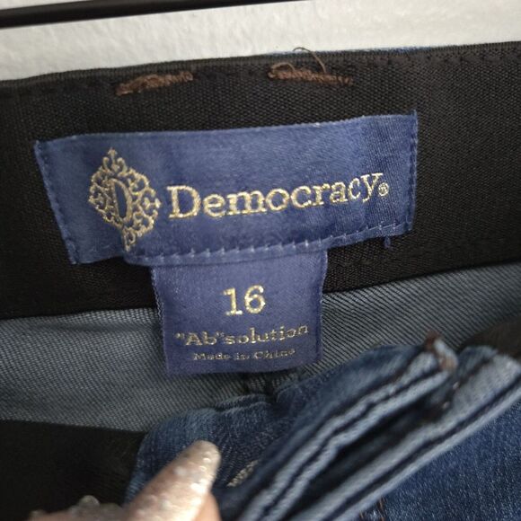 Democracy Jeans Size 16 Ab Technology Skinny Distressed Mid Rise Medium Wash - Picture 8 of 9